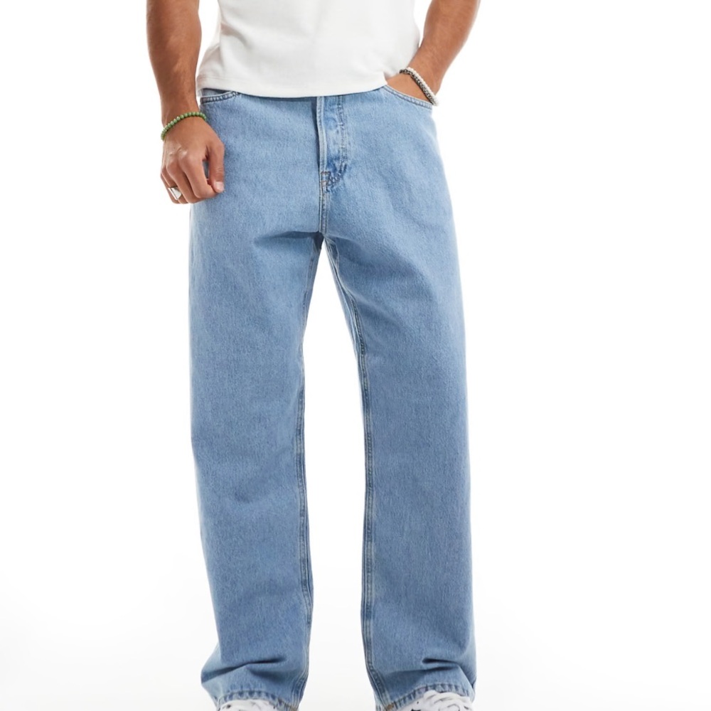 NEW ASOS Jack & Jones Alex baggy jeans in light blue size: 34x32